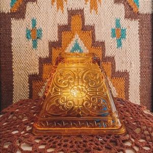 Depression Glass Style Amber Candle Holder